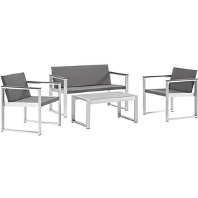 Modway Furniture Modern Triumph Outdoor Patio Aluminum Patio Sectional Set in Silver Gray EEI-2260-SLV-GRY-Minimal & Modern