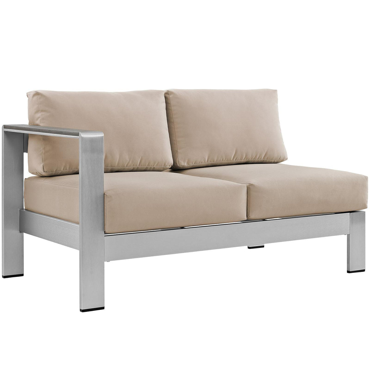 Modway Furniture Modern Shore Left-Arm Corner Sectional Outdoor Patio Aluminum Loveseat - EEI-2265