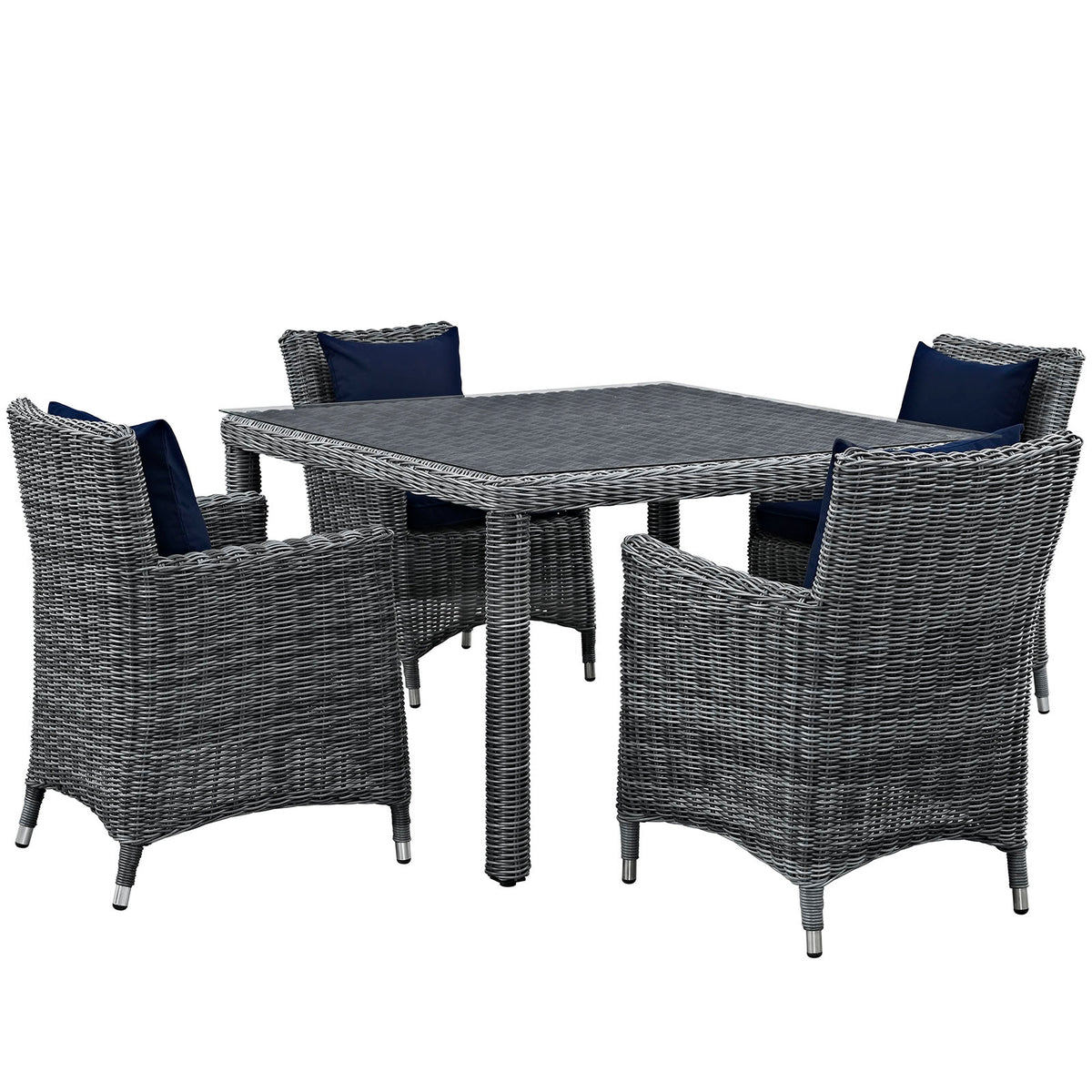 Modway Furniture Modern Summon 5 Piece Outdoor Patio Sunbrella® Dining Set - EEI-2316-Minimal & Modern