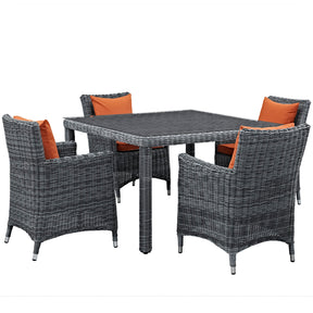 Modway Furniture Modern Summon 5 Piece Outdoor Patio Sunbrella® Dining Set - EEI-2316-Minimal & Modern