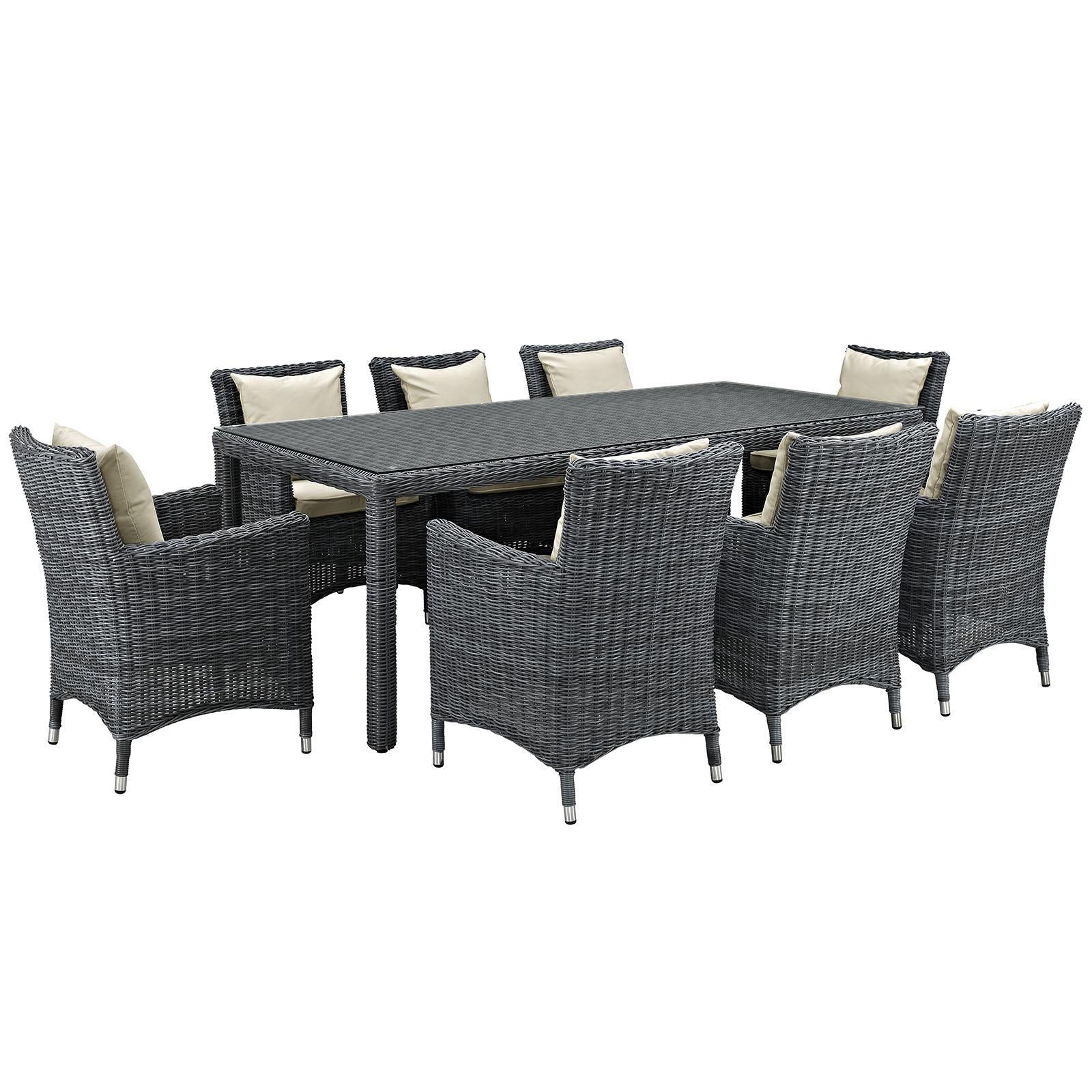 Modway Furniture Modern Summon 9 Piece Outdoor Patio Sunbrella® Dining Set - EEI-2331