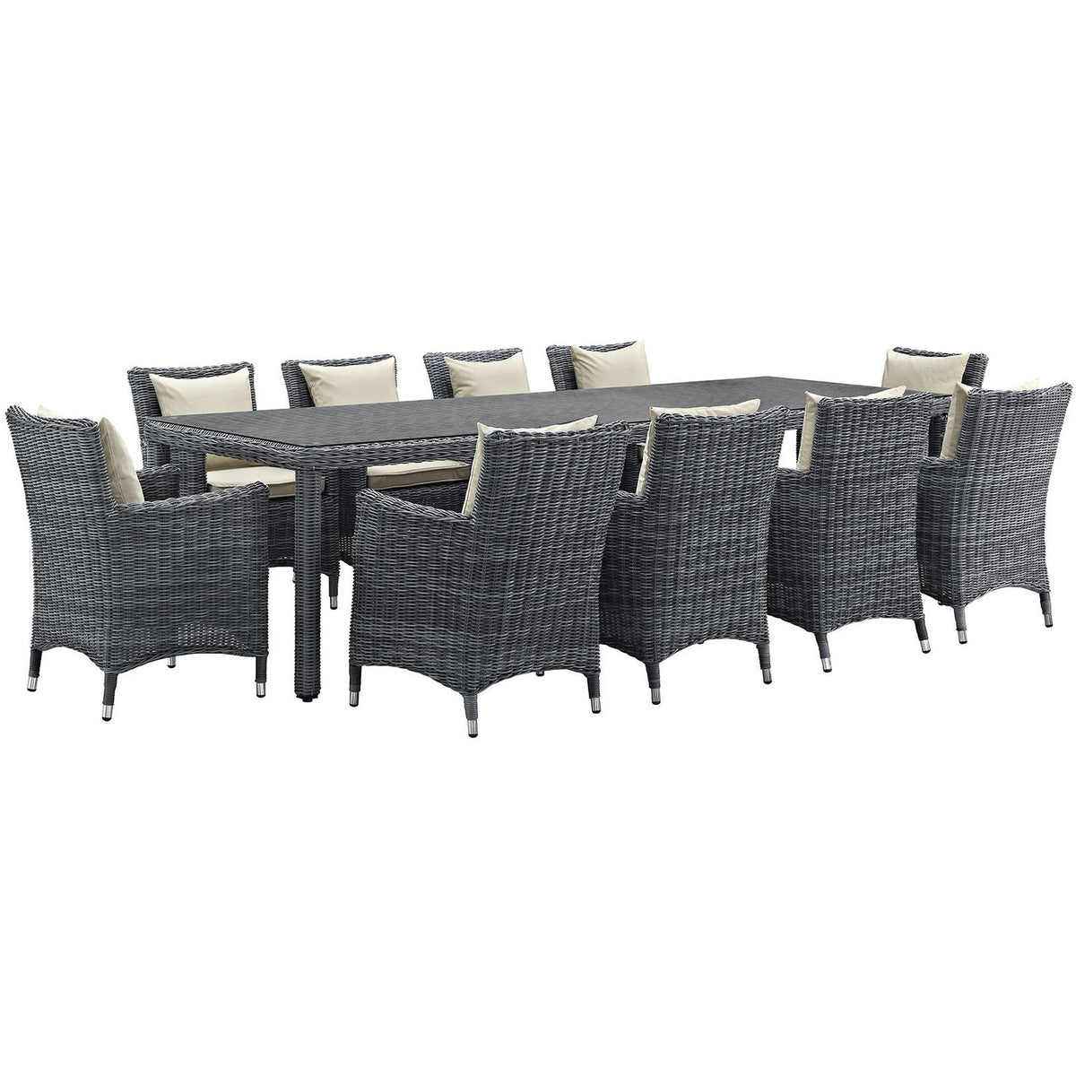 Modway Furniture Modern Summon 11 Piece Outdoor Patio Sunbrella® Dining Set - EEI-2332-Minimal & Modern
