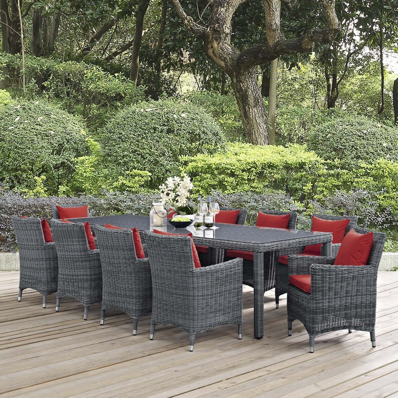 Modway Furniture Modern Summon 11 Piece Outdoor Patio Sunbrella® Dining Set - EEI-2332-Minimal & Modern