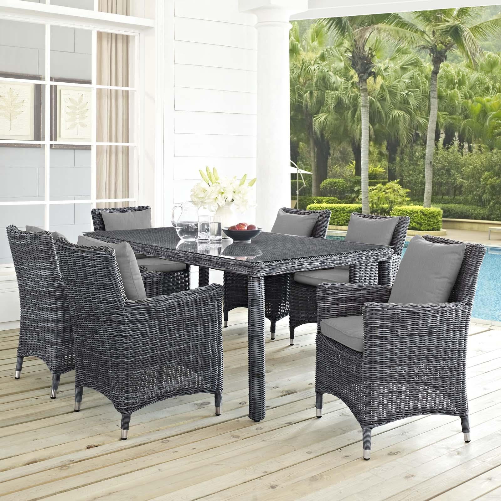 Modway Furniture Modern Summon 7 Piece Outdoor Patio Sunbrella® Dining Set - EEI-2334