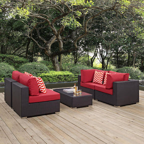 Modway Furniture Modern Convene 5 Piece Outdoor Patio Sectional Set - EEI-2356