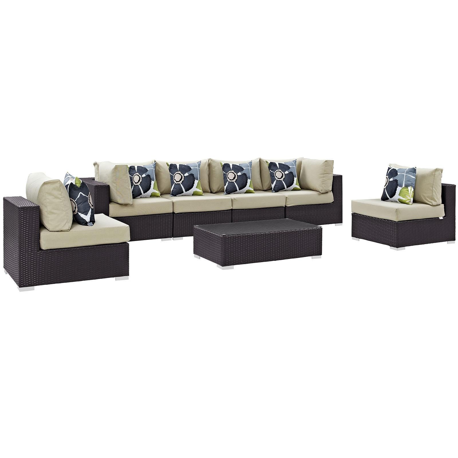 Modway Furniture Modern Convene 7 Piece Outdoor Patio Sectional Set - EEI-2357