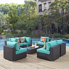 Modway Furniture Modern Convene 7 Piece Outdoor Patio Sectional Set - EEI-2357