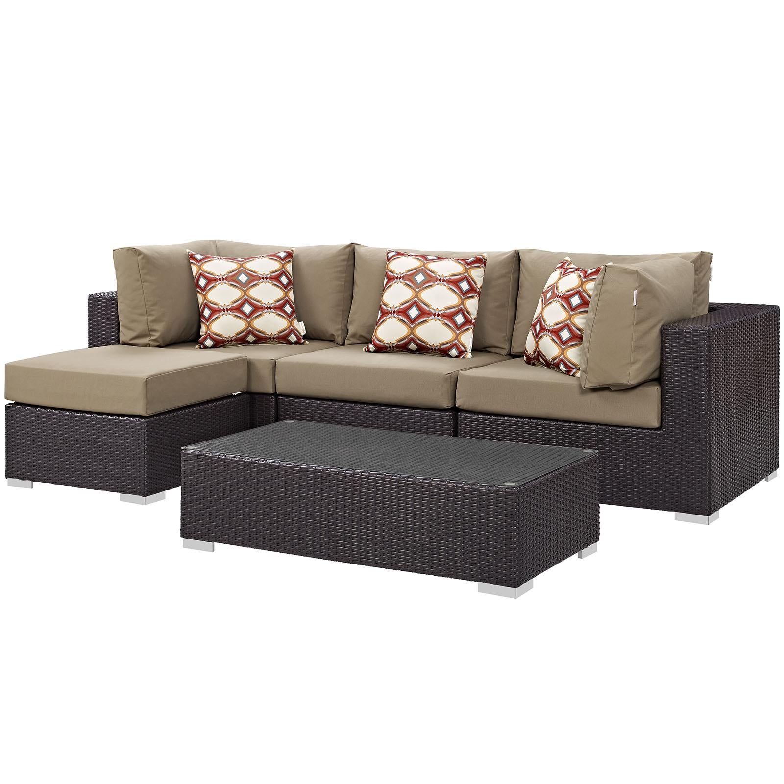 Modway Furniture Modern Convene 5 Piece Outdoor Patio Sectional Set - EEI-2362