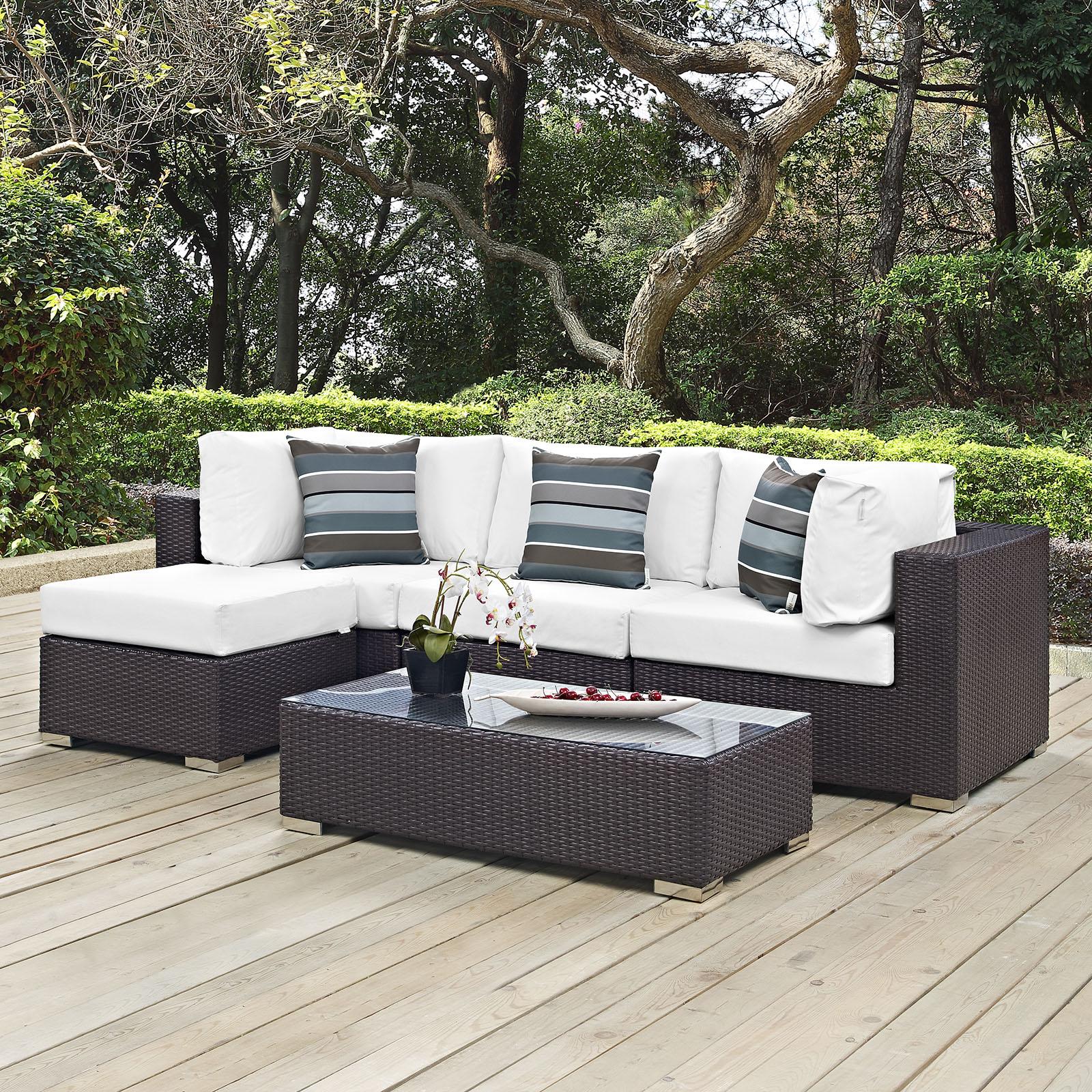 Modway Furniture Modern Convene 5 Piece Outdoor Patio Sectional Set - EEI-2362