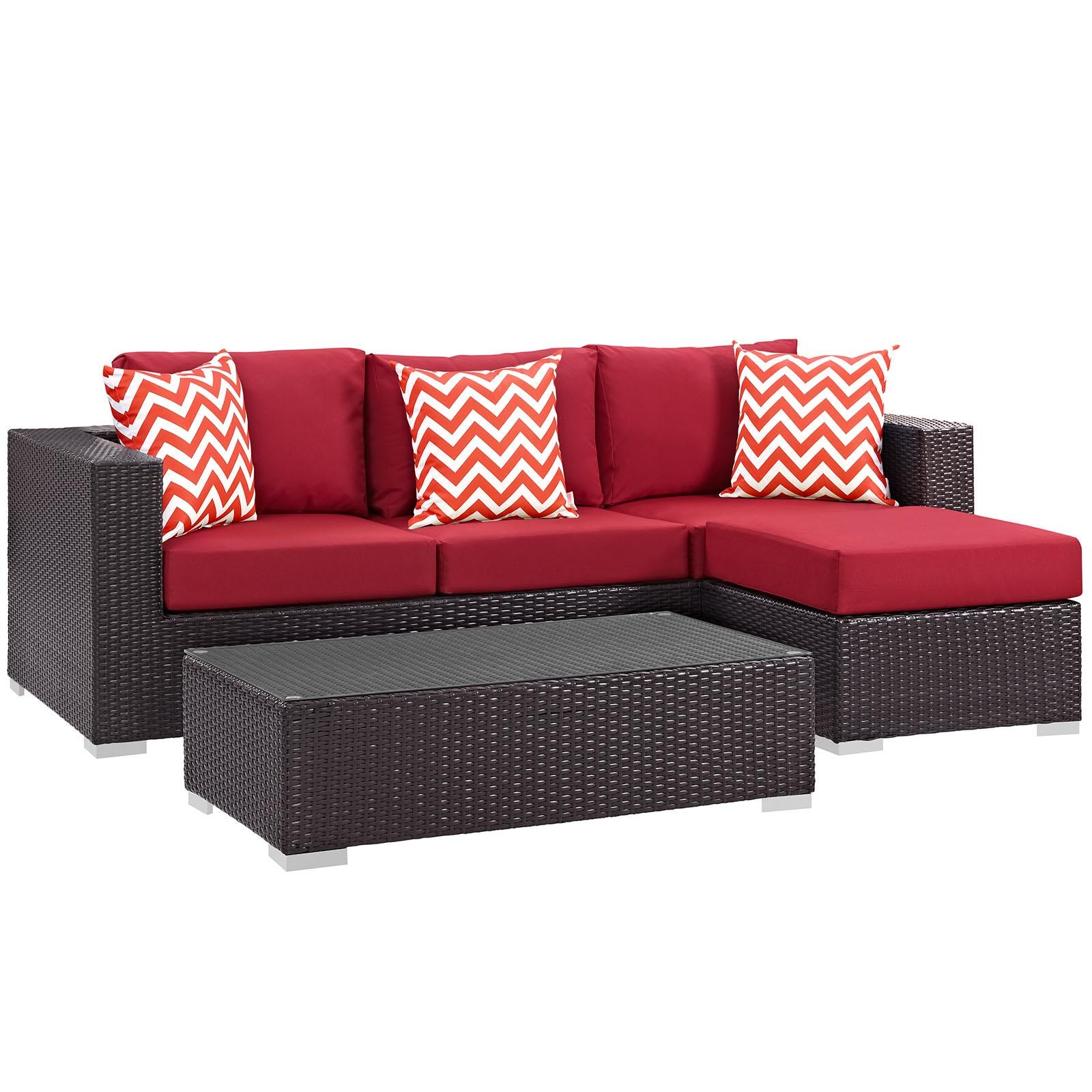Modway Furniture Modern Convene 3 Piece Outdoor Patio Sofa Set - EEI-2364