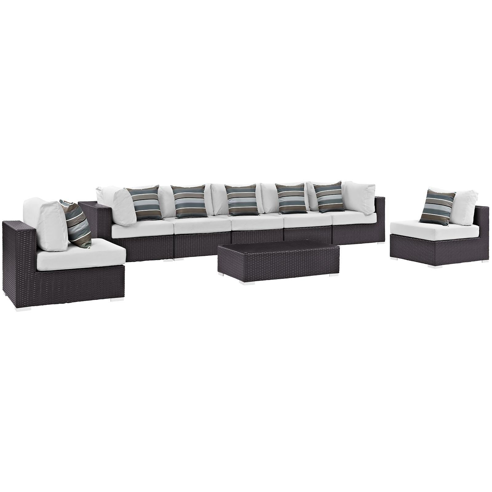Modway Furniture Modern Convene 8 Piece Outdoor Patio Sectional Set - EEI-2370