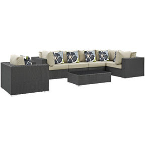 Modway Furniture Modern Sojourn 7 Piece Outdoor Patio Sunbrella® Sectional Set - EEI-2374