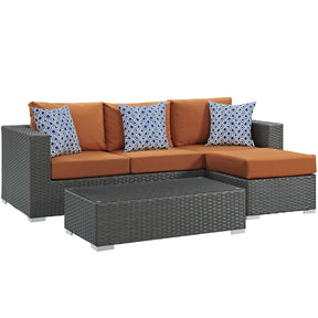 Modway Furniture Modern Sojourn 3 Piece Outdoor Patio Sunbrella® Sectional Set - EEI-2384