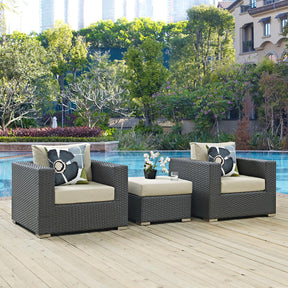 Modway Furniture Modern Sojourn 3 Piece Outdoor Patio Sunbrella® Sectional Set - EEI-2386