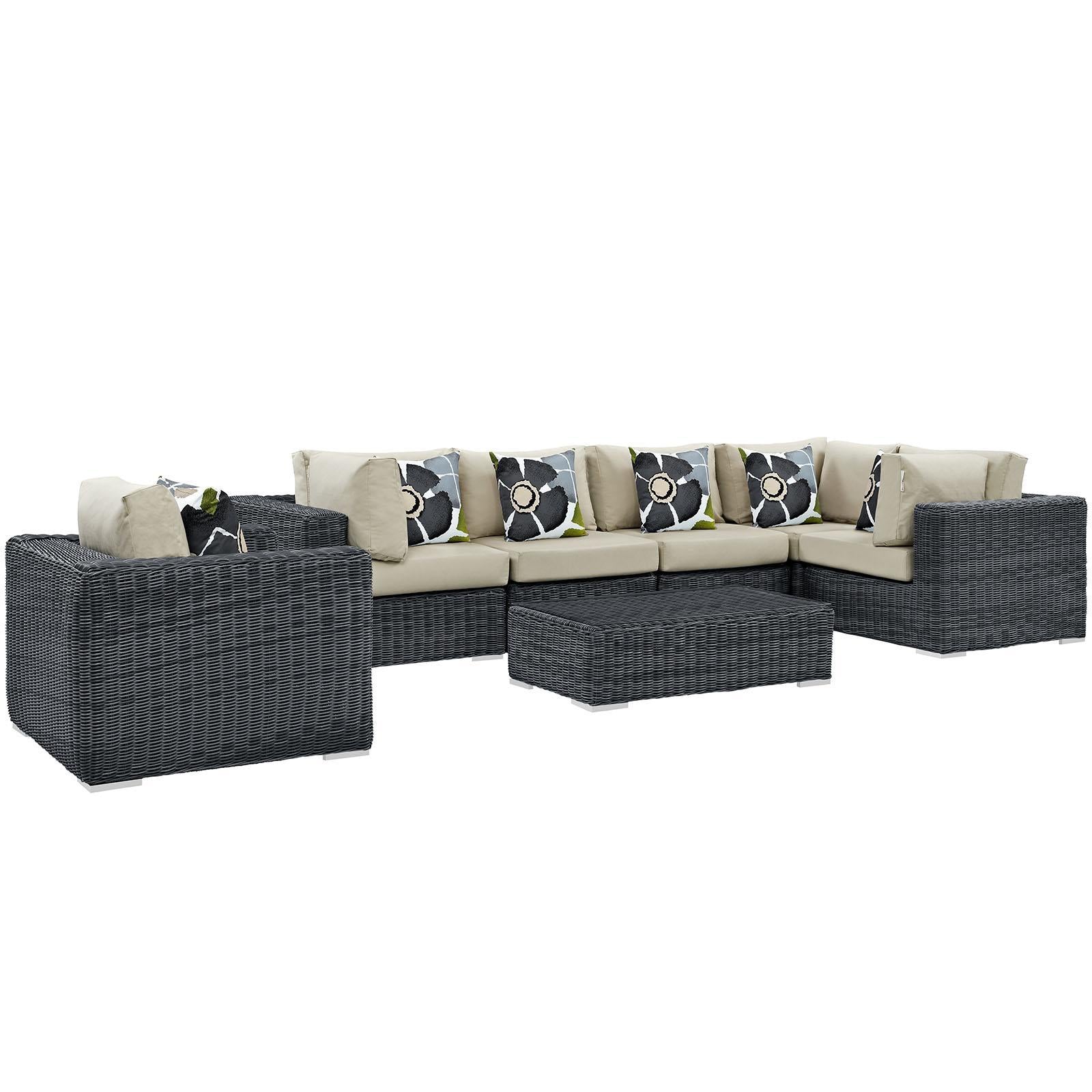 Modway Furniture Modern Summon 7 Piece Outdoor Patio Sunbrella® Sectional Set - EEI-2387