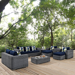 Modway Furniture Modern Summon 9 Piece Outdoor Patio Sunbrella® Sectional Set - EEI-2390-Minimal & Modern
