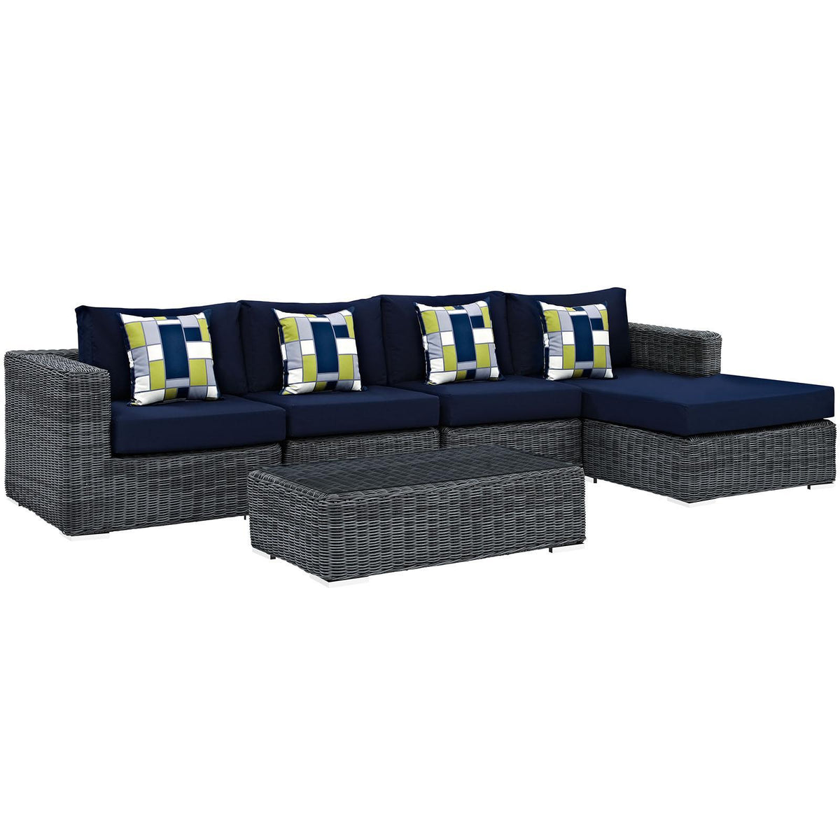 Modway Furniture Modern Summon 5 Piece Outdoor Patio Sunbrella® Sectional Set - EEI-2395