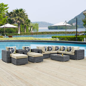 Modway Furniture Modern Summon 10 Piece Outdoor Patio Sunbrella® Sectional Set - EEI-2396