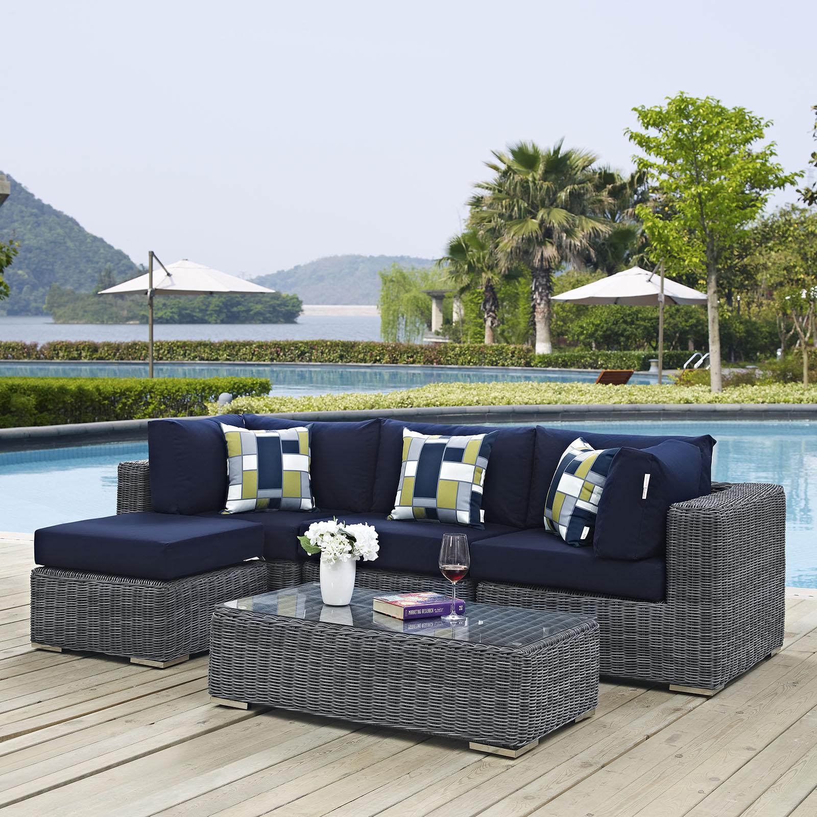 Modway Furniture Modern Summon 5 Piece Outdoor Patio Sunbrella® Sectional Set - EEI-2398