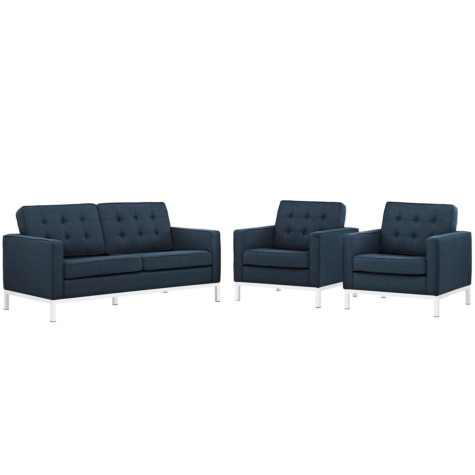 Modway Furniture Modern Loft Living Room Set Upholstered Fabric Set of 3 - EEI-2438
