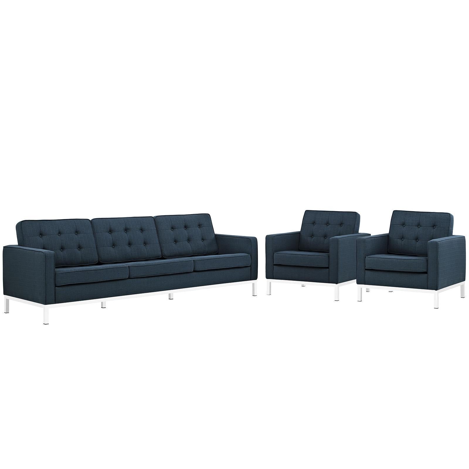 Modway Furniture Modern Loft 3 Piece Upholstered Fabric Sofa and Armchair Set - EEI-2439