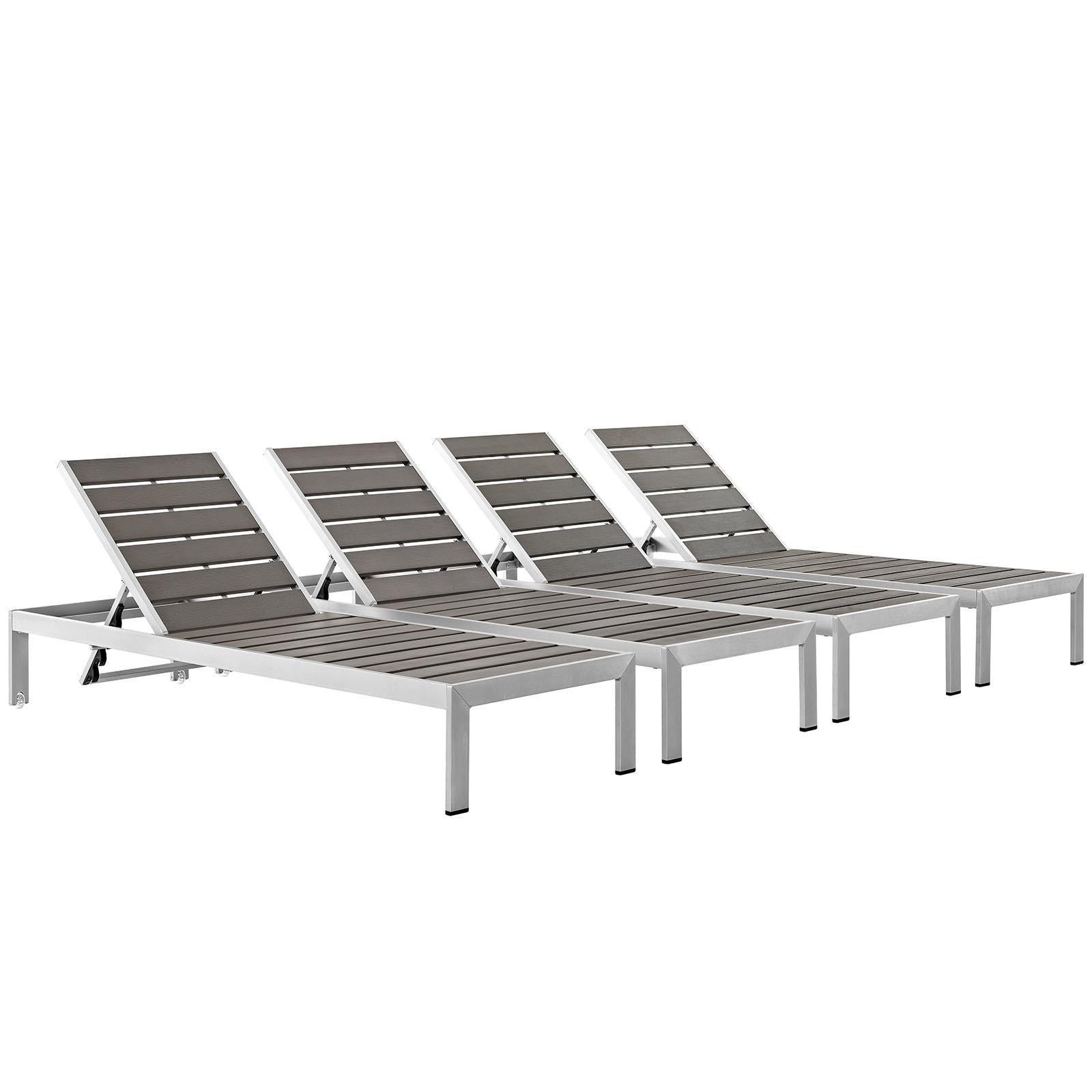 Modway Furniture Modern Shore Chaise Outdoor Patio Aluminum Set of 4 - EEI-2468