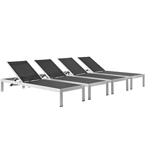 Modway Furniture Modern Shore Chaise Outdoor Patio Aluminum Set of 4 - EEI-2473