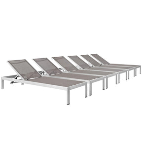 Modway Furniture Modern Shore Chaise Outdoor Patio Aluminum Set of 6 - EEI-2474