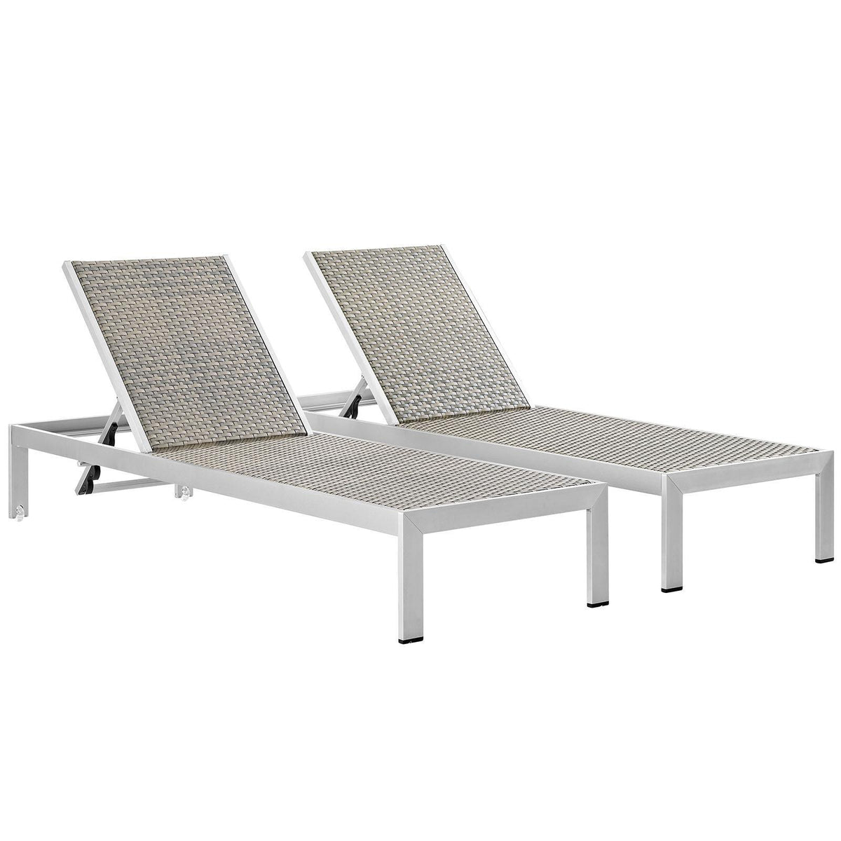 Modway Furniture Modern Shore Chaise Outdoor Patio Aluminum Set of 2 - EEI-2477