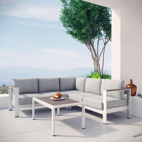 Modway Furniture Modern Shore 4 Piece Outdoor Patio Aluminum Sectional Sofa Set - EEI-2559