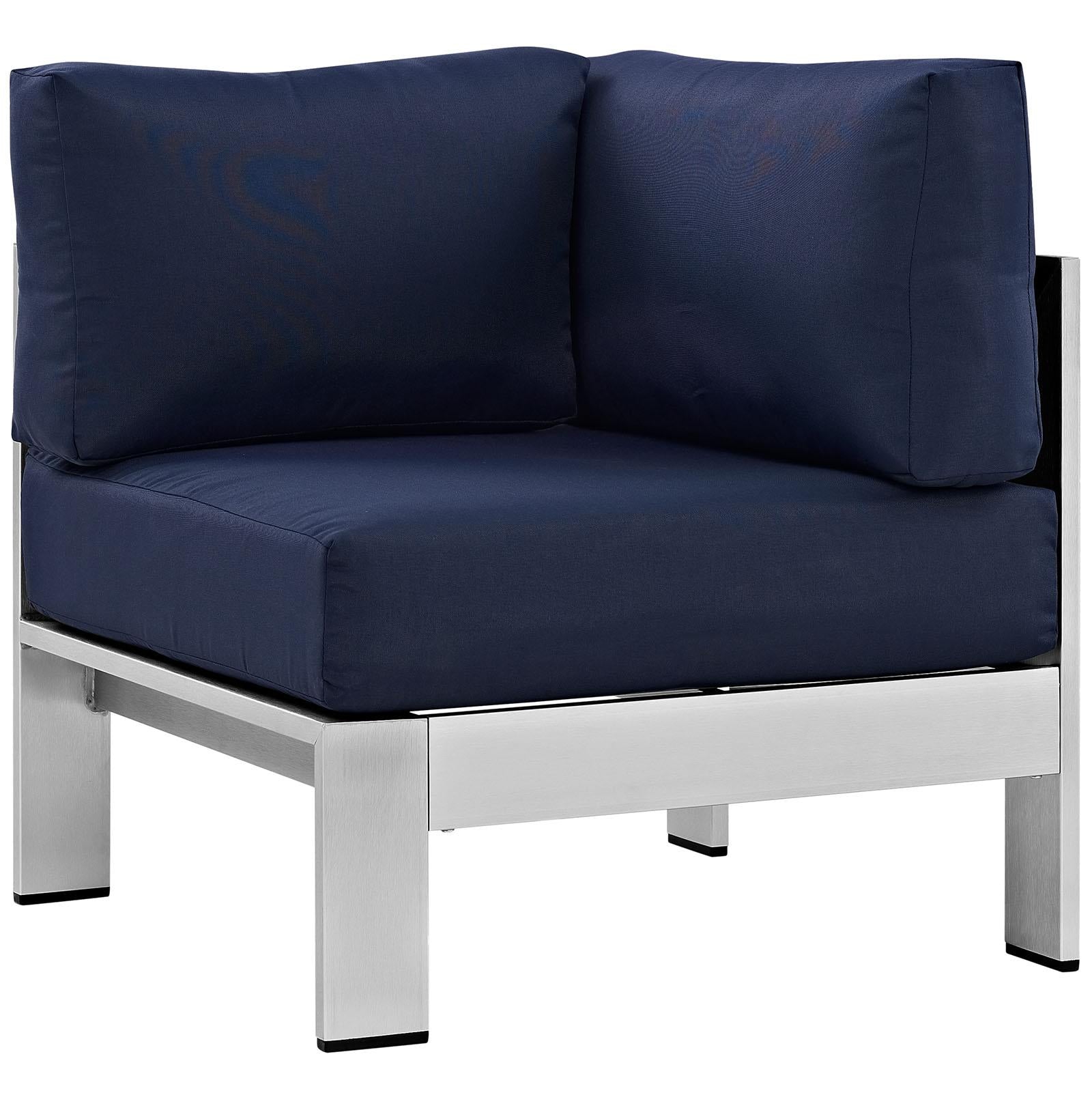 Modway Furniture Modern Shore 7 Piece Outdoor Patio Aluminum Sectional Sofa Set - EEI-2562