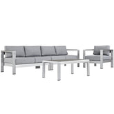 Modway Furniture Modern Shore 4 Piece Outdoor Patio Aluminum Sectional Sofa Set - EEI-2563