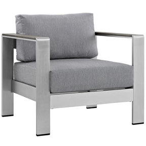 Modway Furniture Modern Shore 4 Piece Outdoor Patio Aluminum Sectional Sofa Set - EEI-2563