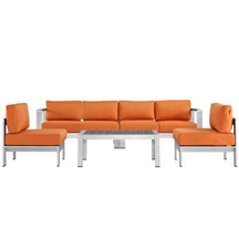 Modway Furniture Modern Shore 5 Piece Outdoor Patio Aluminum Sectional Sofa Set - EEI-2564