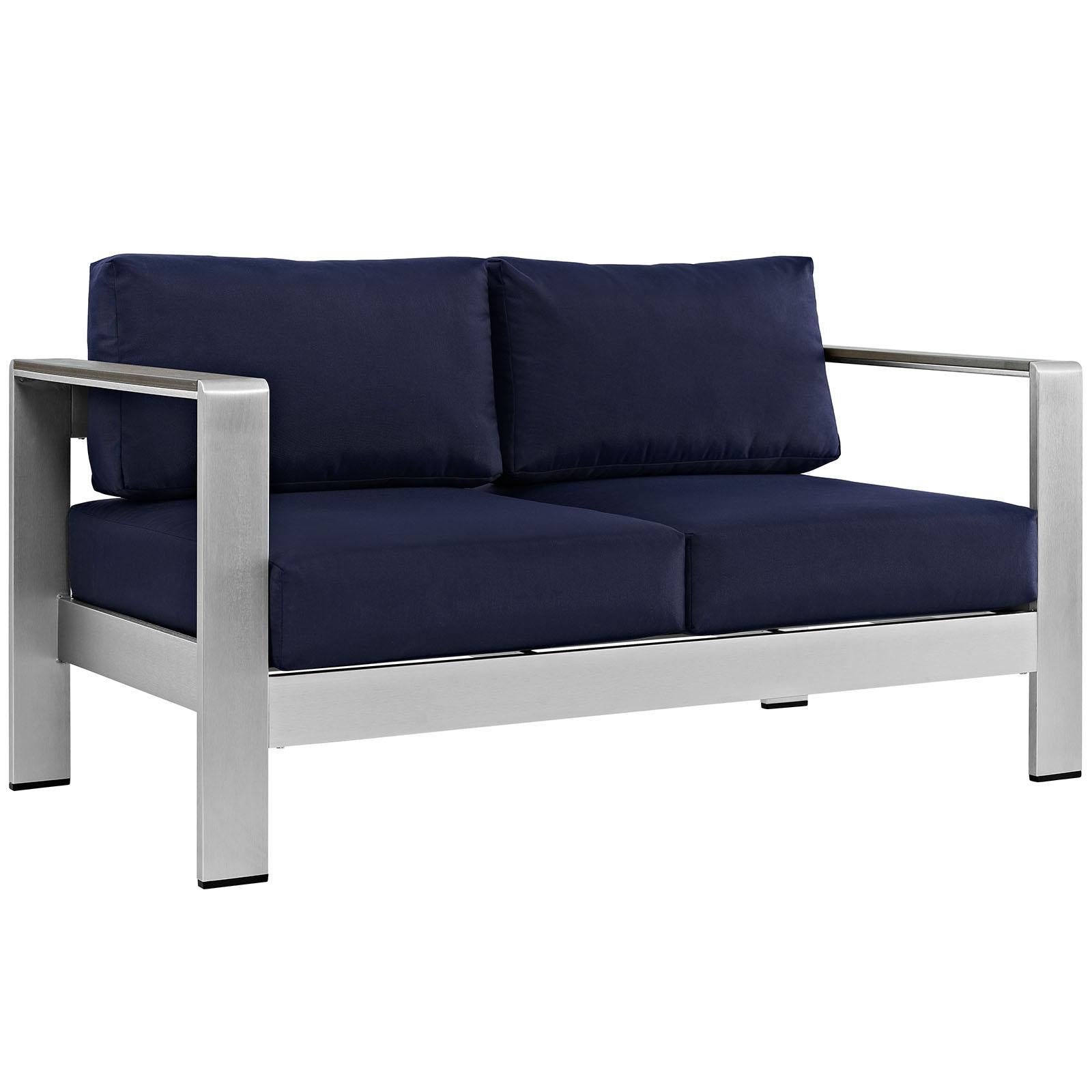 Modway Furniture Modern Shore 6 Piece Outdoor Patio Aluminum Sectional Sofa Set - EEI-2568