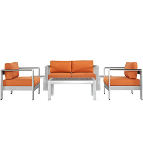 Modway Furniture Modern Shore 6 Piece Outdoor Patio Aluminum Sectional Sofa Set - EEI-2568