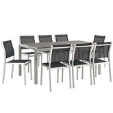 Modway Furniture Modern Shore 9 Piece Outdoor Patio Aluminum Dining Set - EEI-2583
