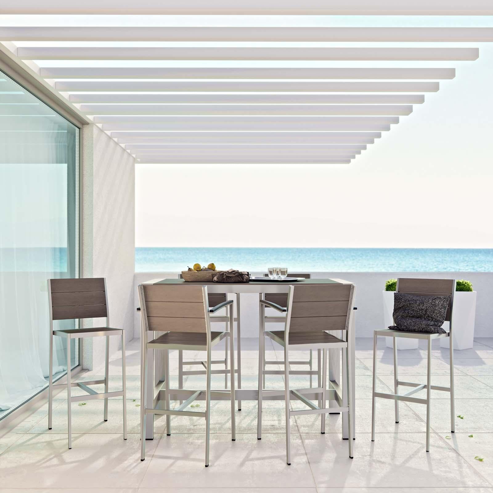 Modway Furniture Modern Shore 7 Piece Outdoor Patio Aluminum Dining Set - EEI-2587
