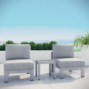 Modway Furniture Modern Shore 3 Piece Outdoor Patio Aluminum Sectional Sofa Set - EEI-2598
