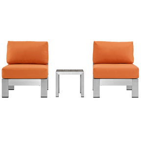 Modway Furniture Modern Shore 3 Piece Outdoor Patio Aluminum Sectional Sofa Set - EEI-2598