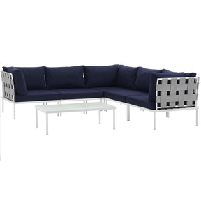 Modway Furniture Modern Harmony 6 Piece Outdoor Patio Aluminum Sectional Sofa Set - EEI-2627