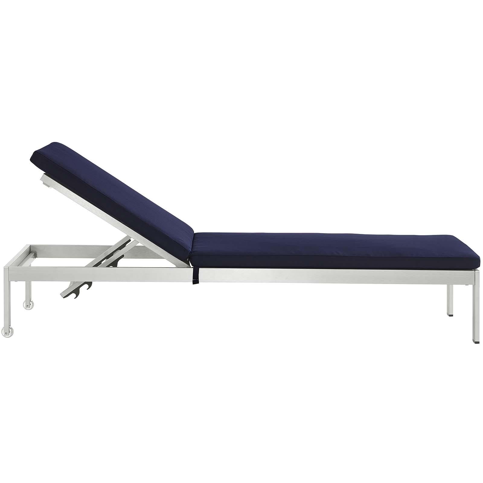 Modway Furniture Modern Shore Chaise with Cushions Outdoor Patio Aluminum Set of 4 - EEI-2738