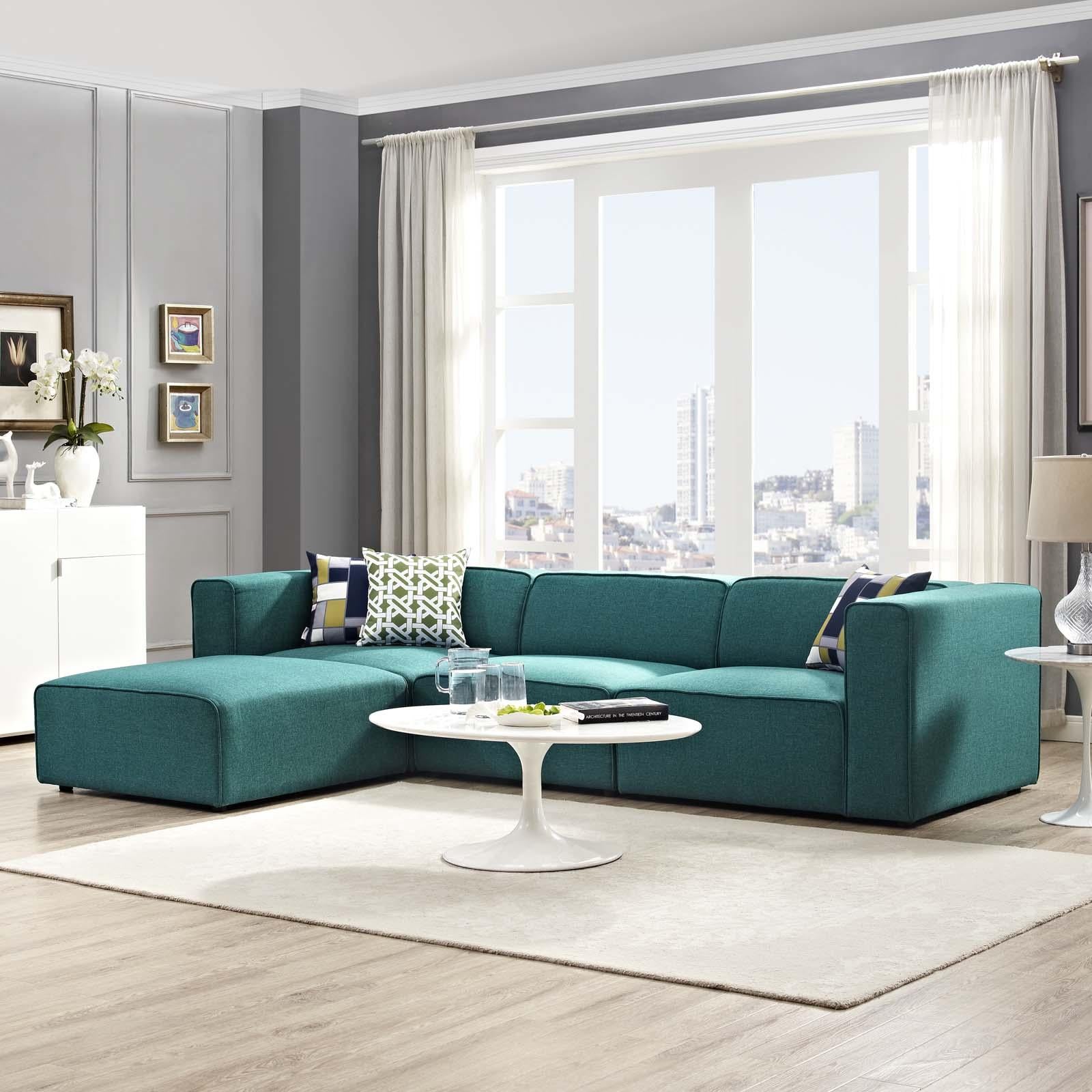 Modway Furniture Modern Mingle 4 Piece Upholstered Fabric Sectional Sofa Set - EEI-2831