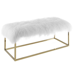 Modway Furniture Modern Anticipate White Sheepskin Bench - EEI-2850