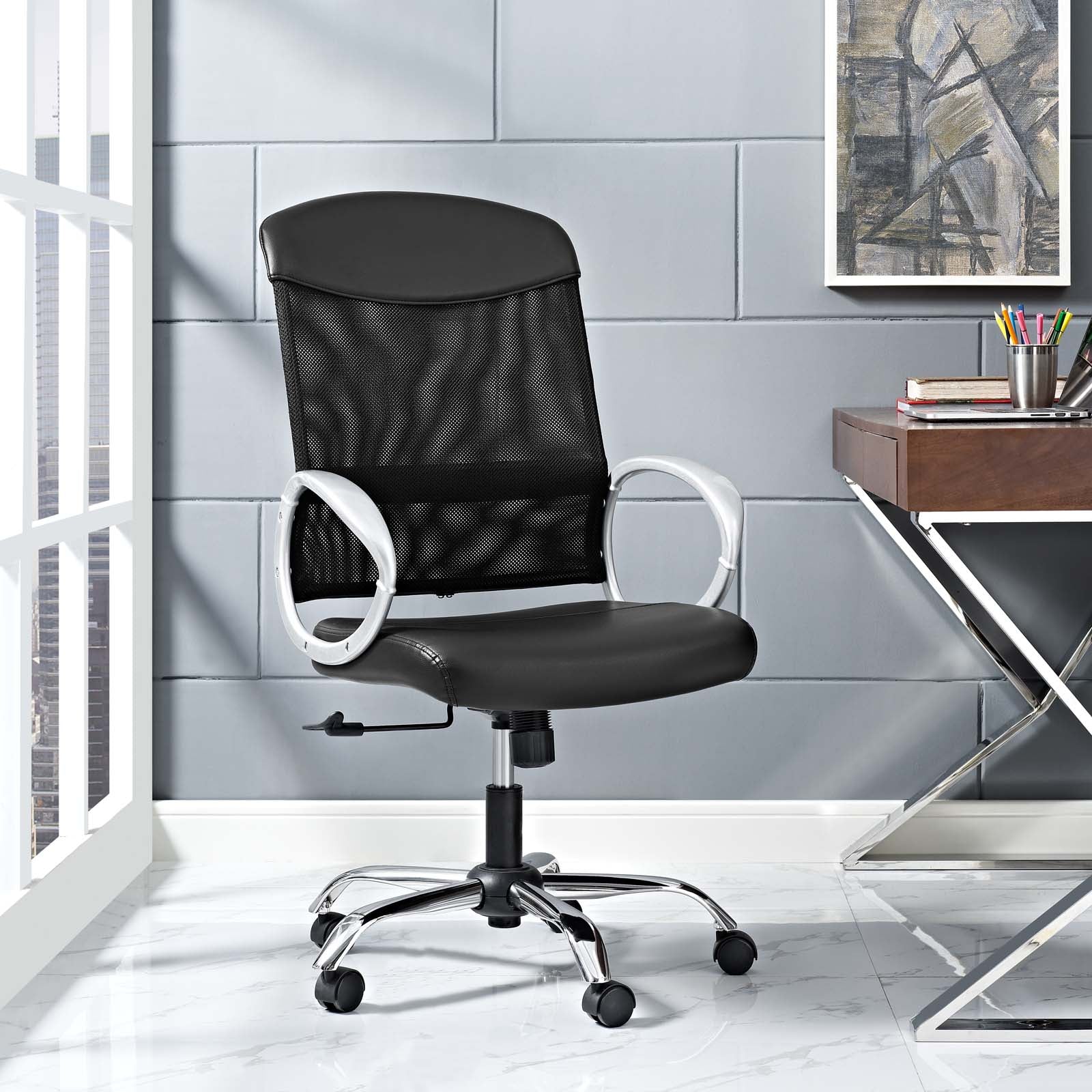 Modway Furniture Modern Emblem Mesh and Vinyl Office Chair - EEI-2860-Minimal & Modern