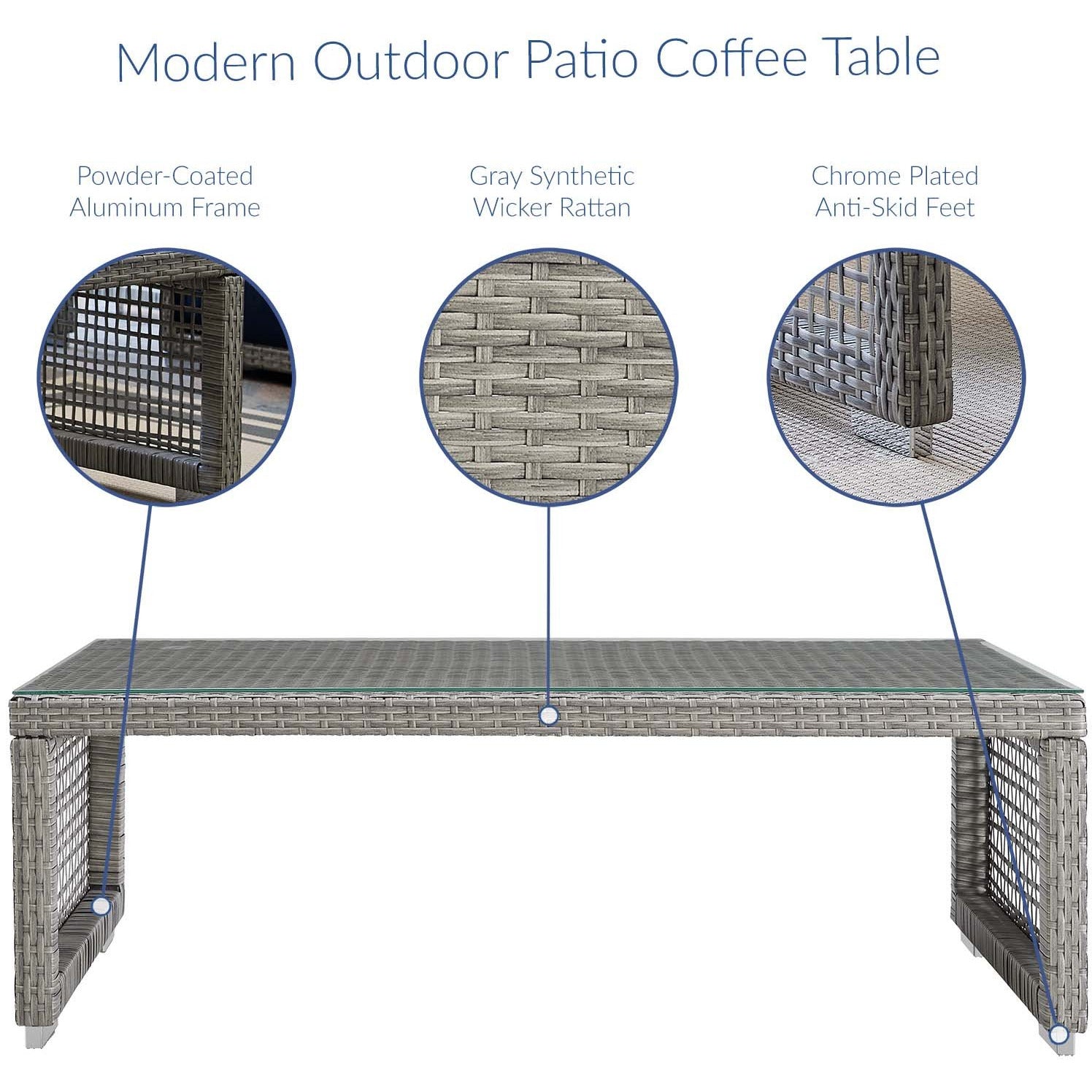Modway Furniture Modern Aura Rattan Outdoor Patio Coffee Table - EEI-2919