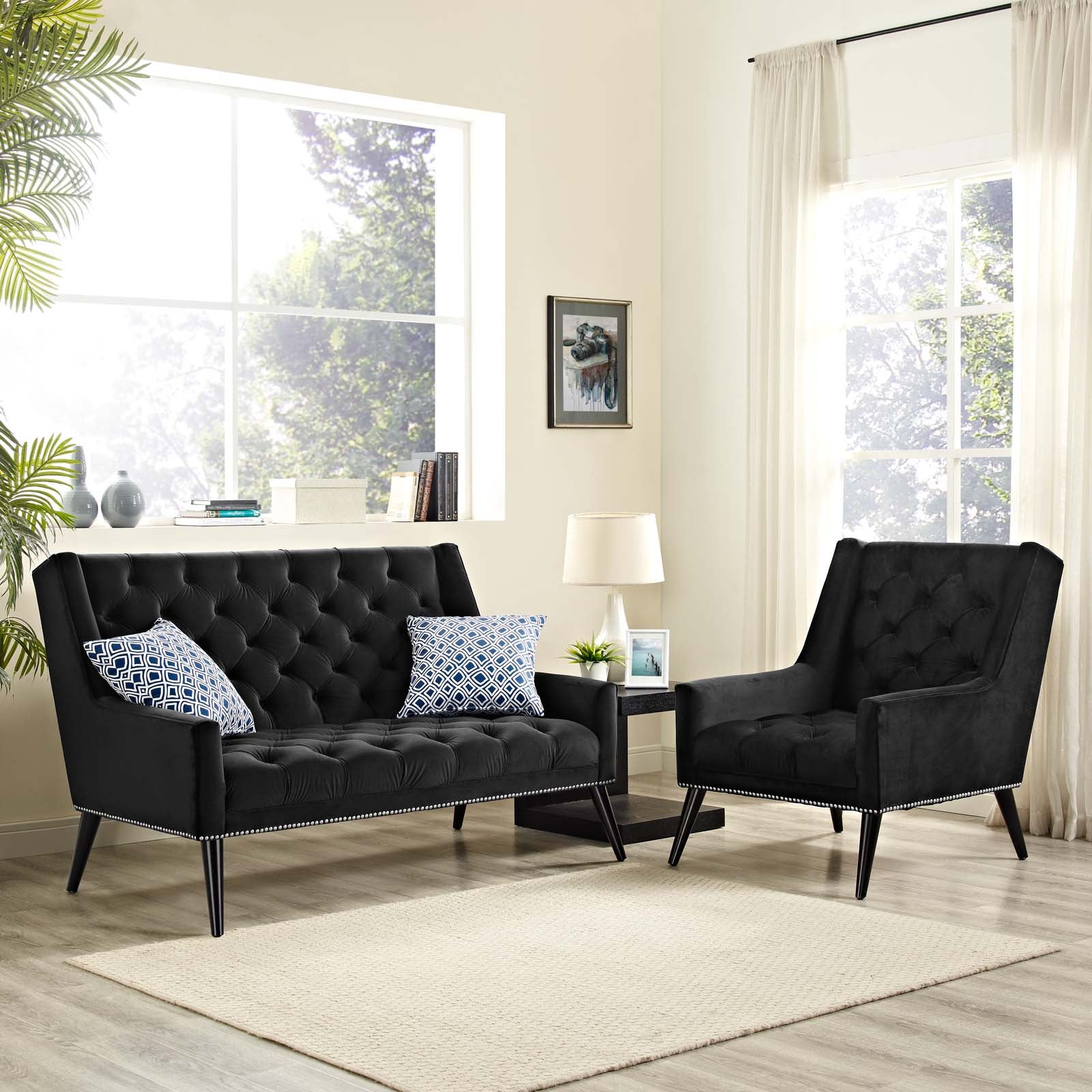Modway Furniture Modern Peruse Living Room Set Velvet Set of 2 - EEI-2967-Minimal & Modern