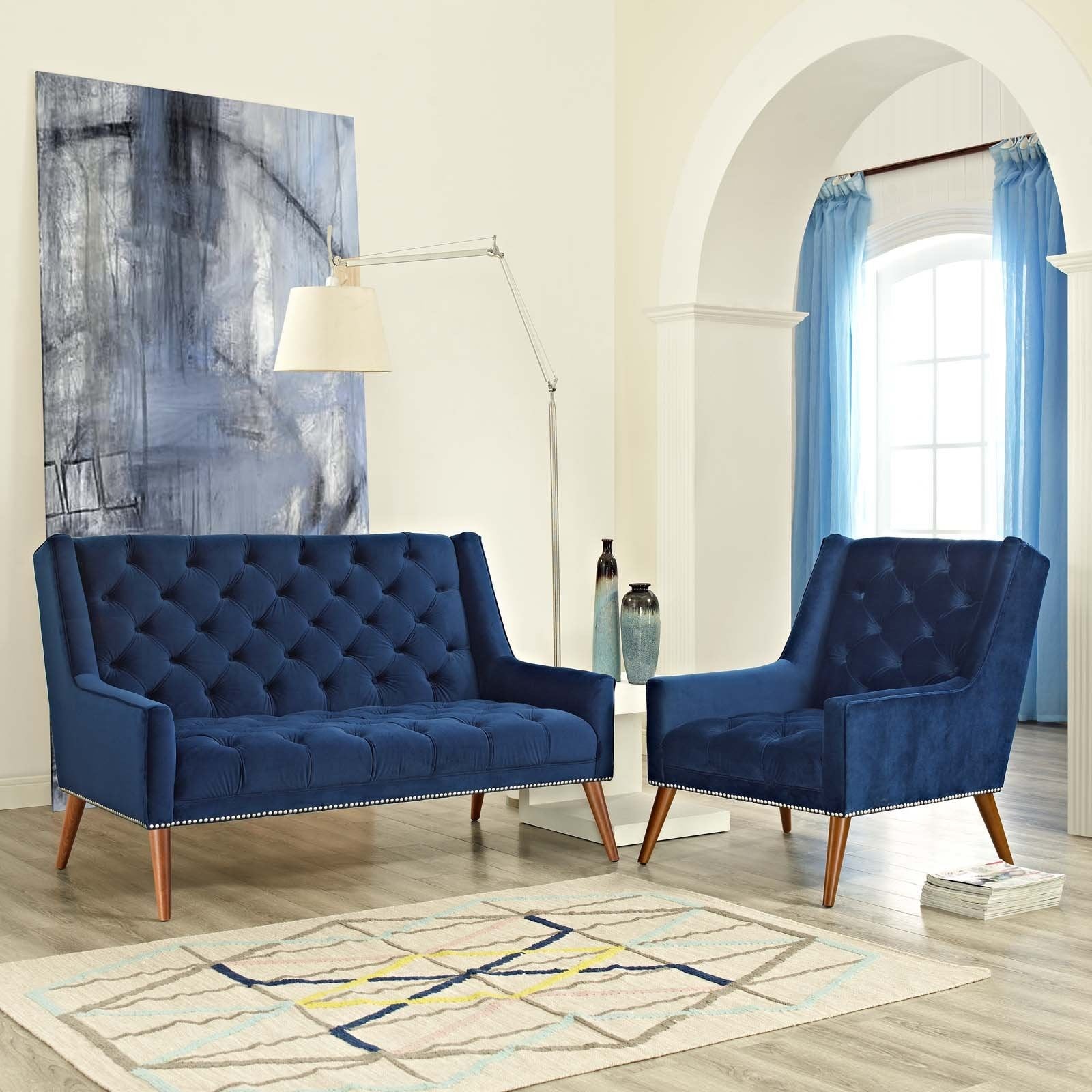 Modway Furniture Modern Peruse Living Room Set Velvet Set of 2 - EEI-2967-Minimal & Modern