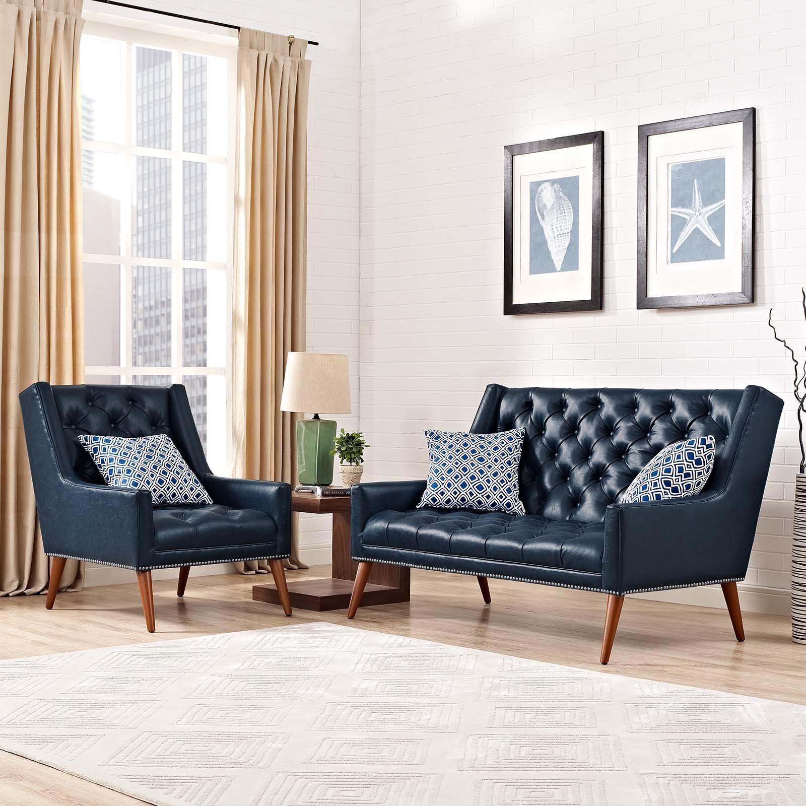 Modway Furniture Modern Peruse Living Room Set Faux Leather Set of 2 - EEI-2968-Minimal & Modern