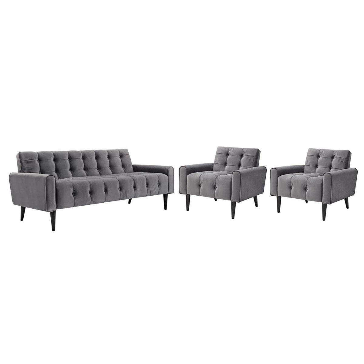 Modway Furniture Modern Delve Living Room Set Performance Velvet Set of 3 - EEI-2970